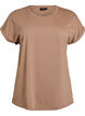 Kort&auml;rmad t-shirt i bomullsmix, Brun, Packshot image number 0