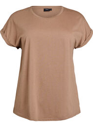 Kort&auml;rmad t-shirt i bomullsmix, Brun