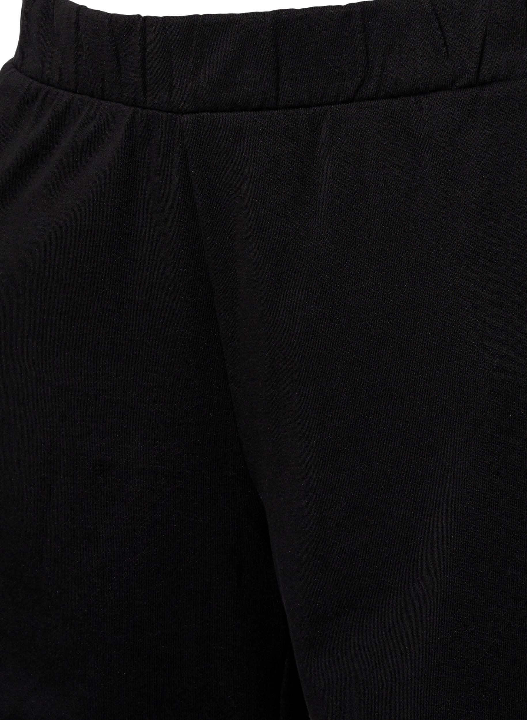 Zizzi Enf&auml;rgade sweatshirtshorts med fickor, Black, Packshot image number 2