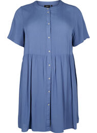 A-linjeformad viskosklänning med korta ärmar, Moonlight Blue