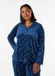 Pyjamasskjorta i velour med helt&auml;ckande m&ouml;nster, Bl&aring;, Model image number 0