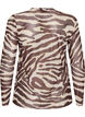 Blus i mesh med tryck, Brun, Packshot image number 1