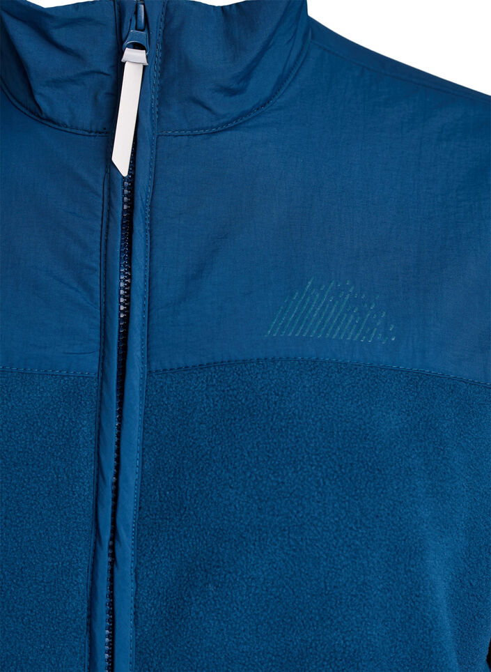 Fleecejacka med hög krage och fickor, Blå, Packshot image number 2