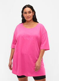 Oversized t-shirt i bomull med tryck, Shocking Pink ÉTOILÉ, Model