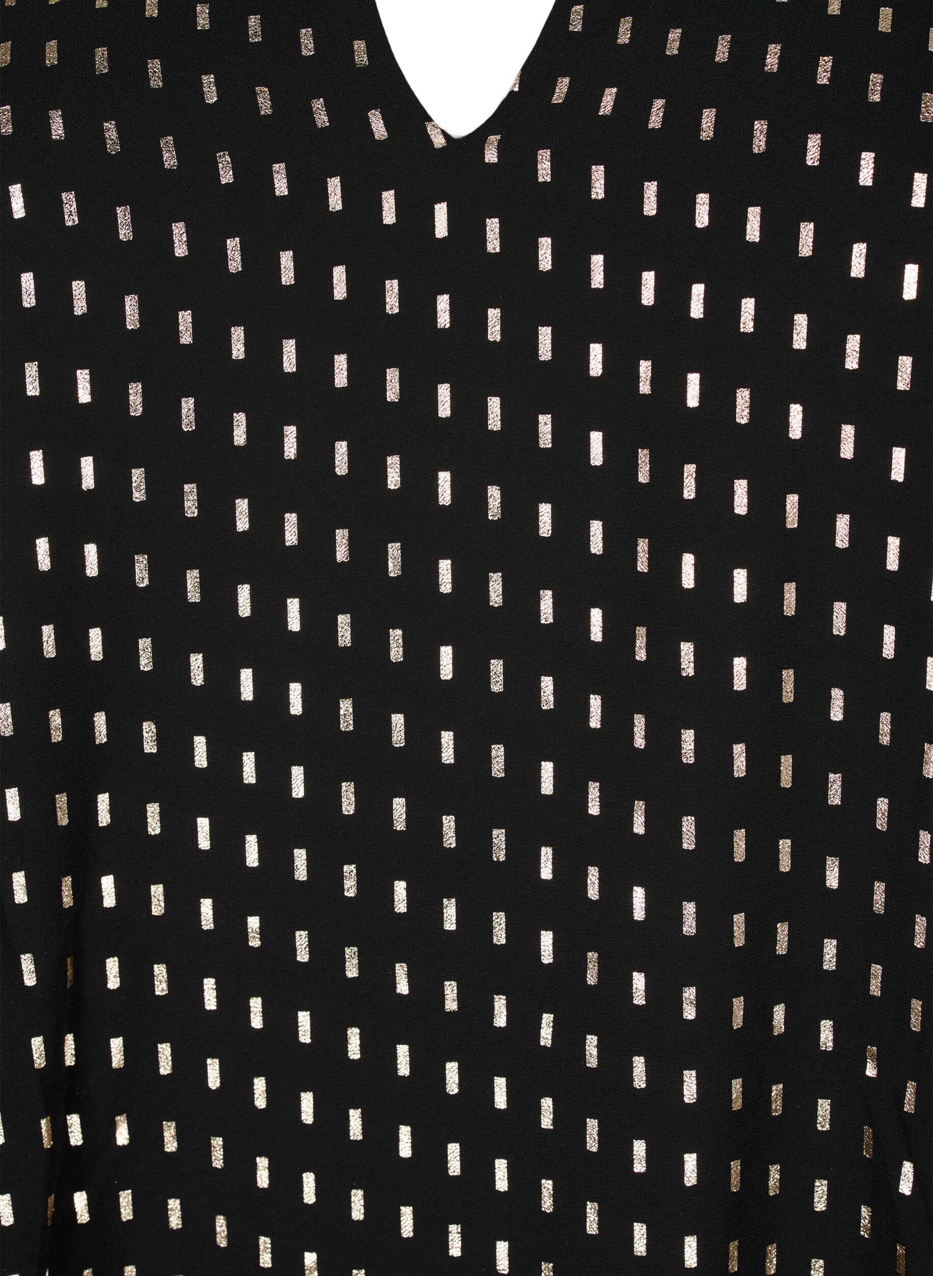 Zizzi L&aring;ng&auml;rmad kl&auml;nning med folietryck, Black w. Gold, Packshot image number 2