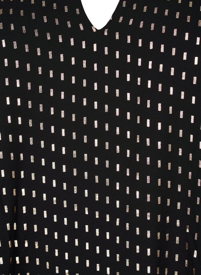 Långärmad klänning med folietryck, Black w. Gold, Packshot image number 2