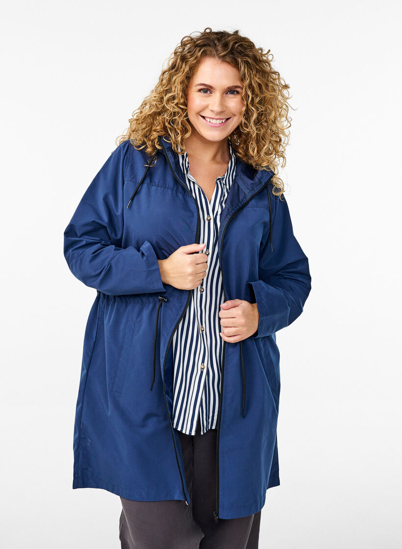 L&auml;ttviktig parkas med huva, Bl&aring;, Model image number 0