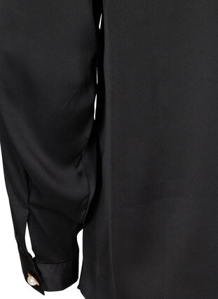 Skjortblus med rund hals, Black, Packshot image number 3