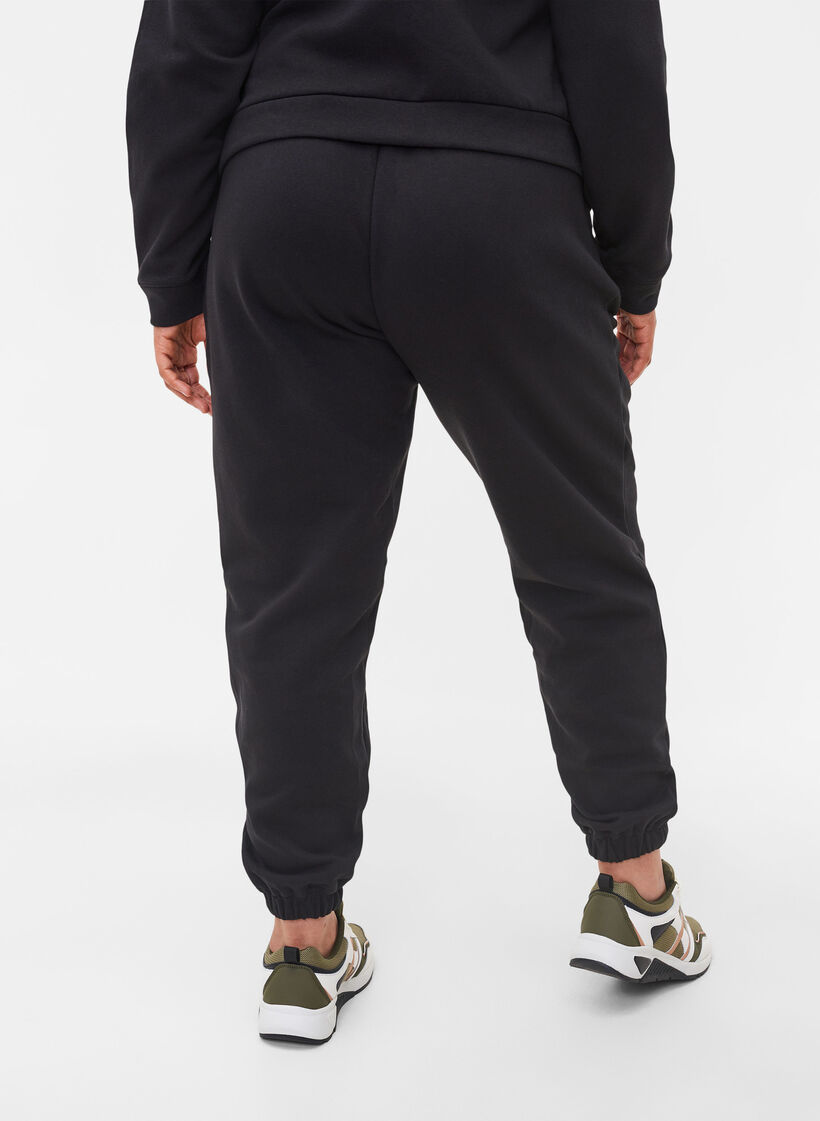 L&ouml;sa bomullsbyxor med fickor, Svart, Model image number 1