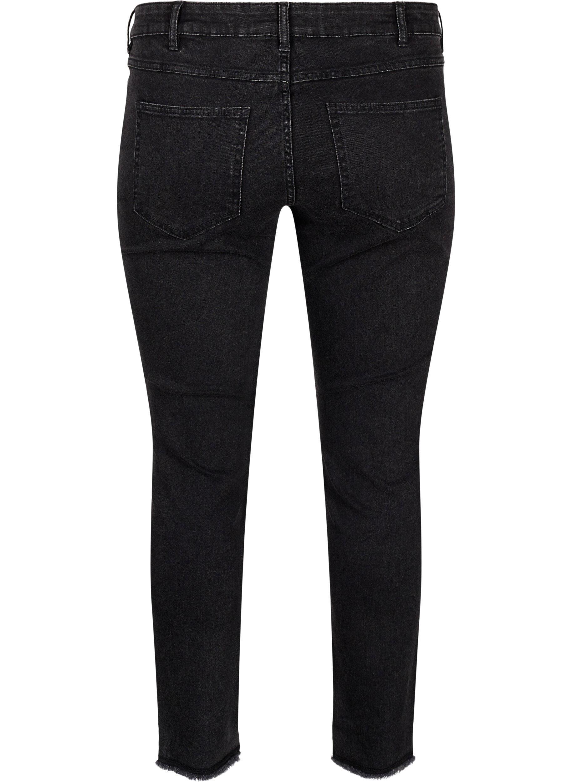 Zizzi Formklippta Emily jeans med fransig f&aring;ll, Dark Grey Denim, Packshot image number 1