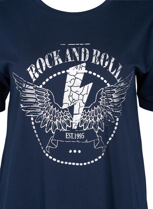 T-shirtklänning i bomull med mönster, Navy Blazer, Packshot image number 2