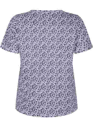 Blommig v-ringad t-shirt i bomull, Night Sky AOP, Packshot image number 1