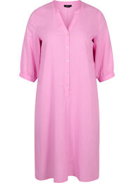 Lång skjortklänning med 3/4-ärmar, Begonia Pink