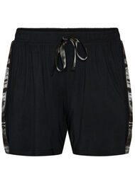 Pyjamasshorts i modal med kontrastband, Svart