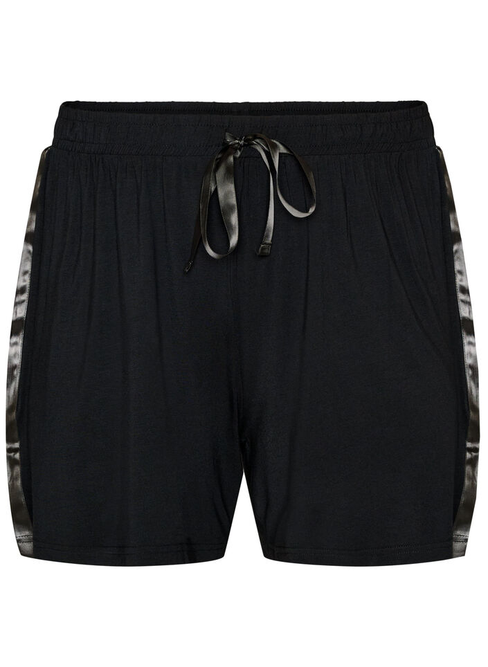 Pyjamasshorts i modal med kontrastband, Svart, Packshot image number 0