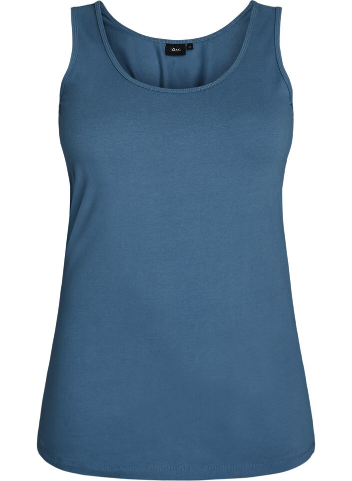 Solid f&auml;rg bas topp i bomull, Bl&aring;, Packshot image number 0