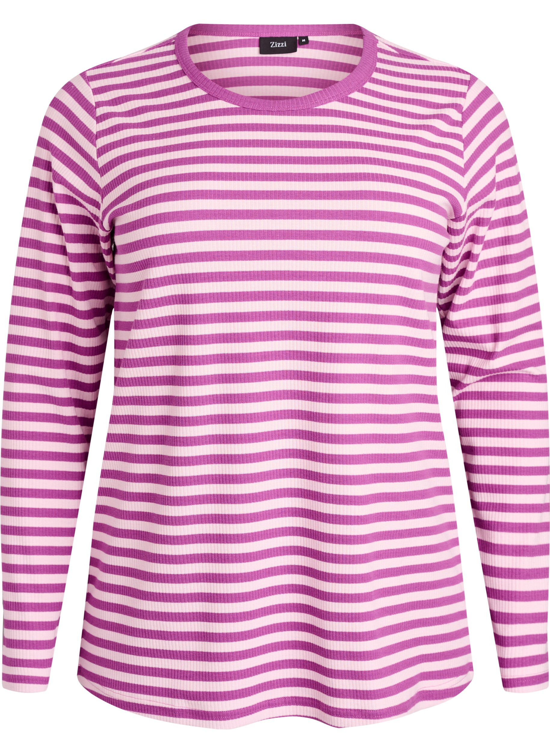 ZizziRandig blus med l&aring;nga &auml;rmar, Lila, Packshot image number 0