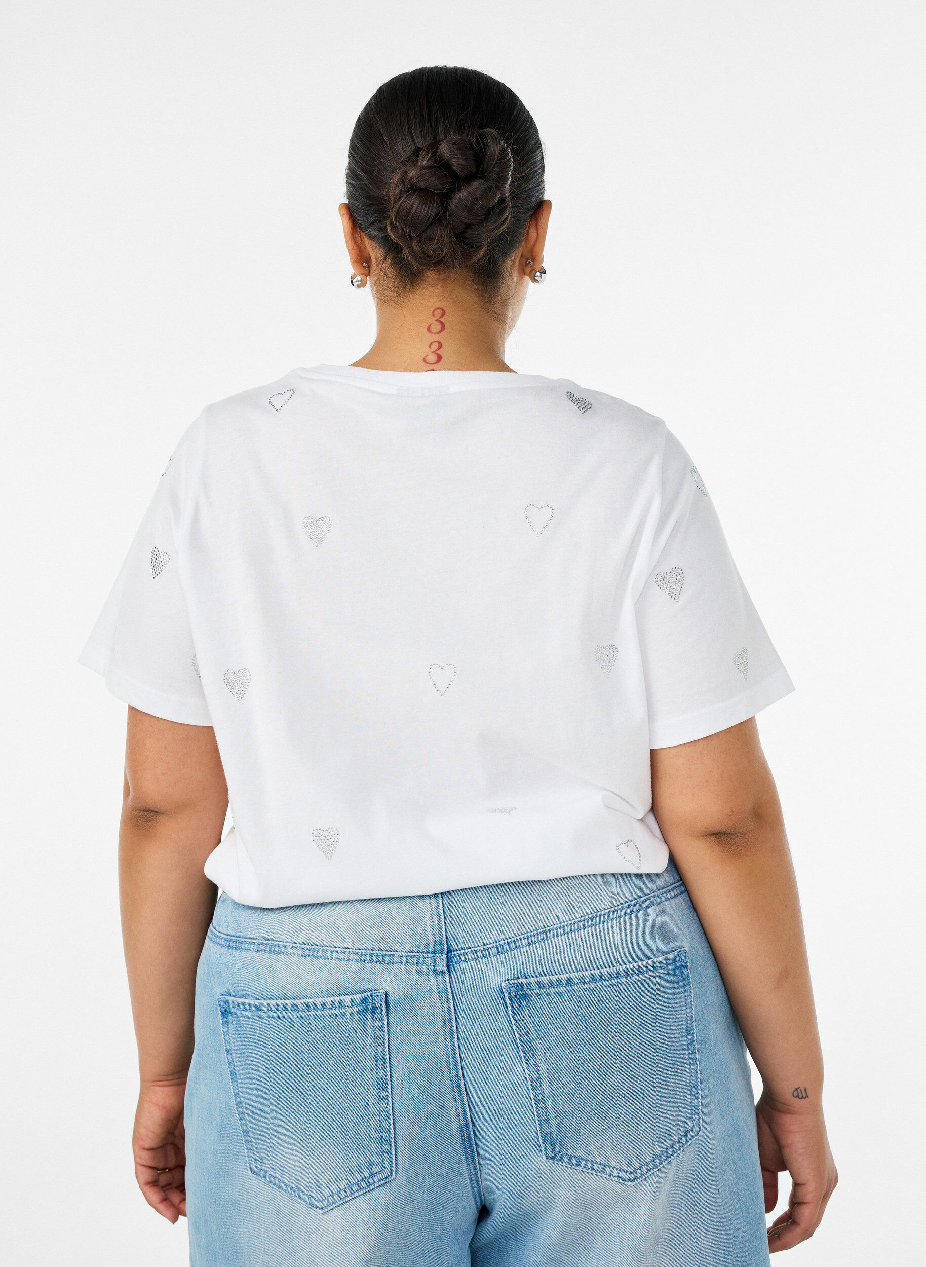 ZizziT-shirt i ekologisk bomull med hj&auml;rtan, Vit, Model image number 2