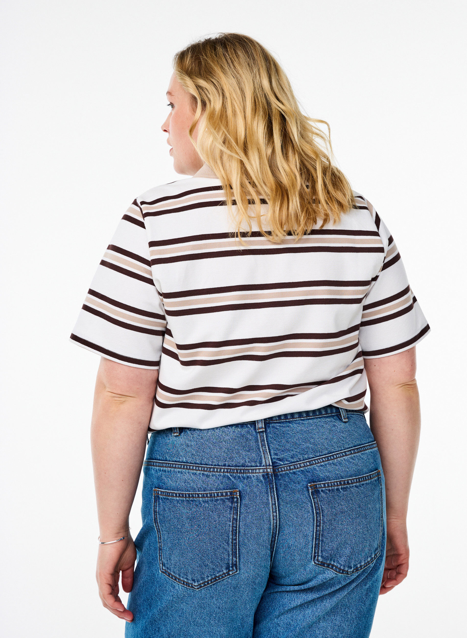 Zizzi Kort&auml;rmad polotr&ouml;ja, Vanilla, Model image number 2