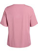 Kort&auml;rmad v&auml;vd blus med rund hals, Rosa, Packshot image number 1