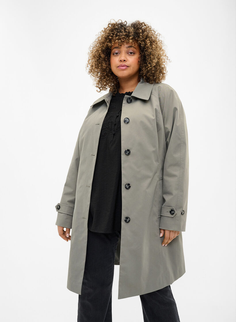 Trenchcoat med fickor och skärp, Sea Spray, Model image number 2
