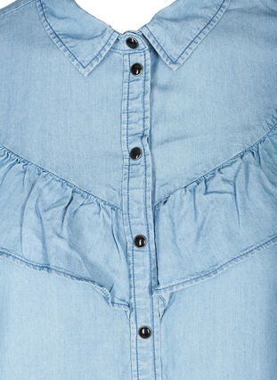 Jeansskjorta i lyocell med volanger, Light blue denim ASS, Packshot image number 2