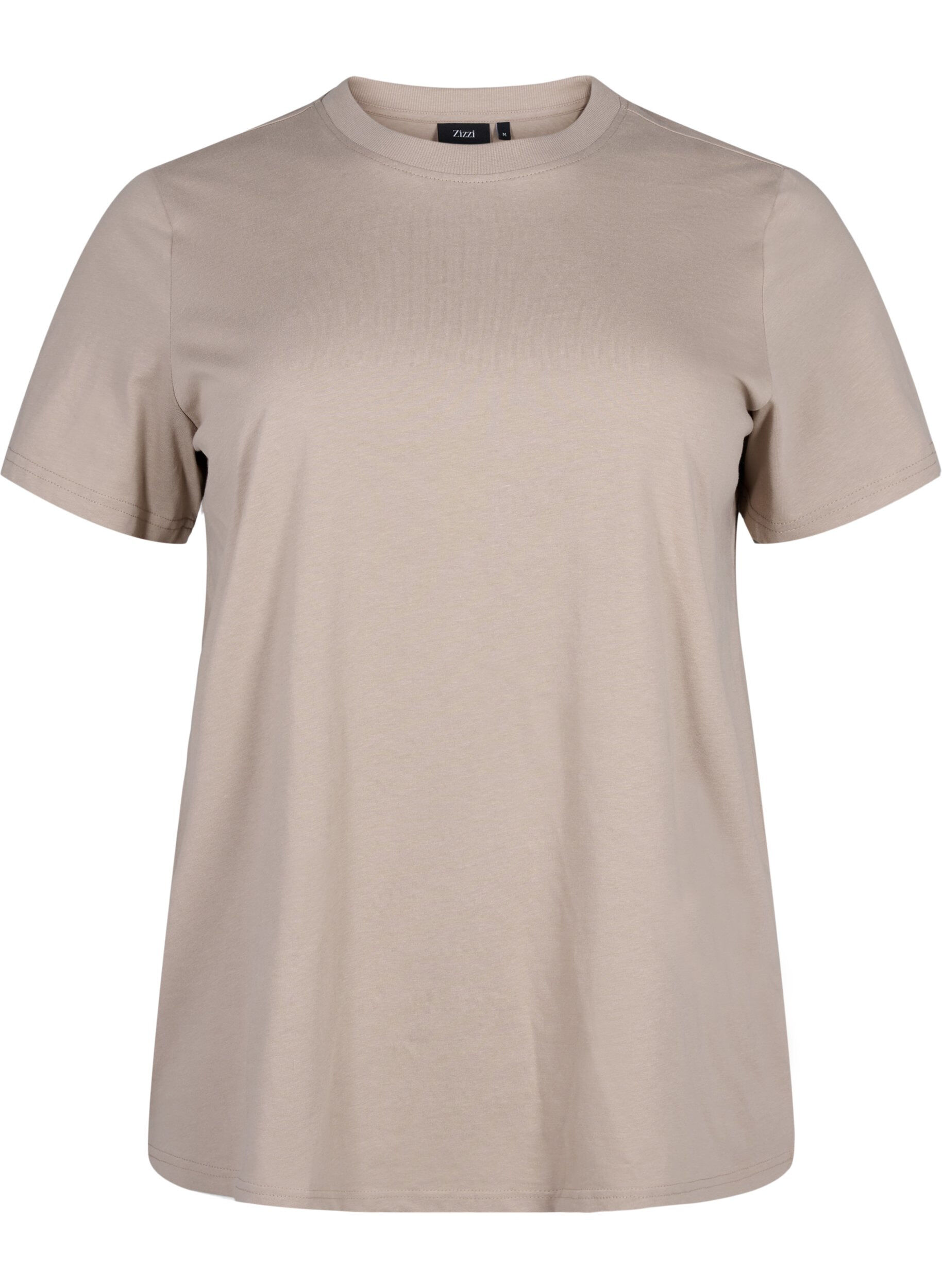 Zizzi Enkel t-shirt i bomull med rund halsringning, Beige, Packshot image number 0