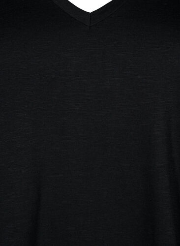 V-ringad bas t-shirt med korta ärmar, Black, Packshot image number 2