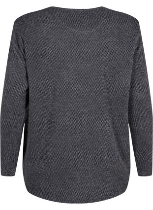 Melange blus med rund hälsning och långa ärmar, Dark Grey, Packshot image number 1