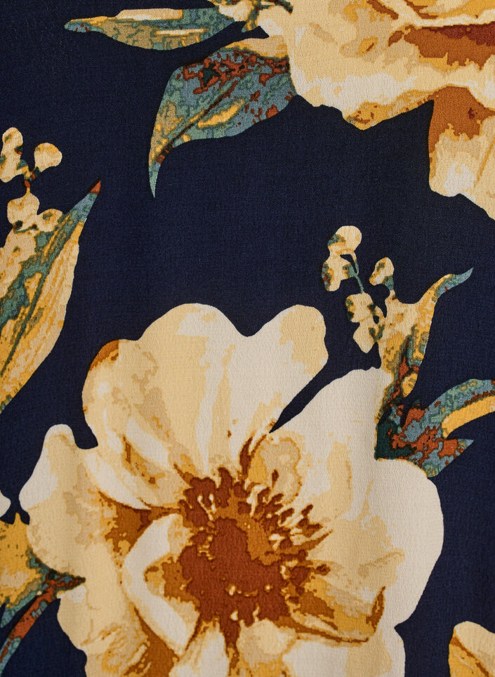 Kort&auml;rmad blus i viskos med m&ouml;nster, Bl&aring;, Packshot image number 2