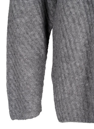 Stickad tröja med slits, Light Grey Melange, Packshot image number 3