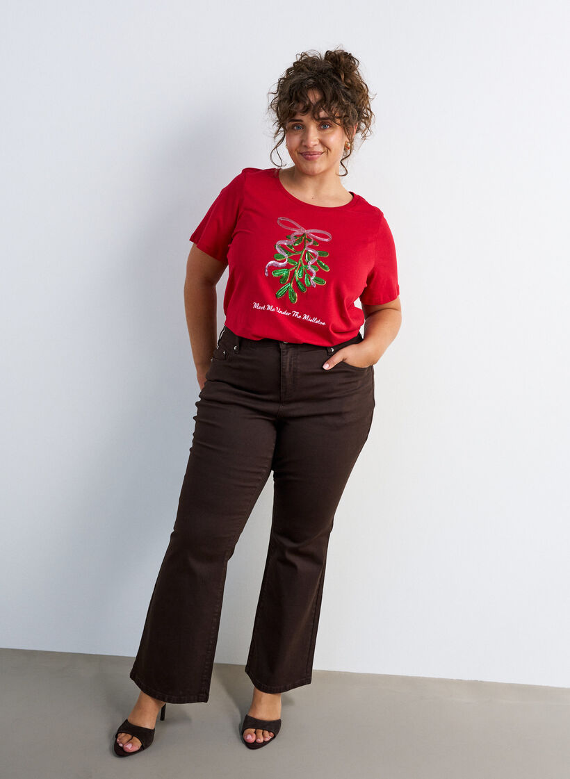 Jul-t-shirt i ekologisk bomull, R&ouml;d, Model image number 1
