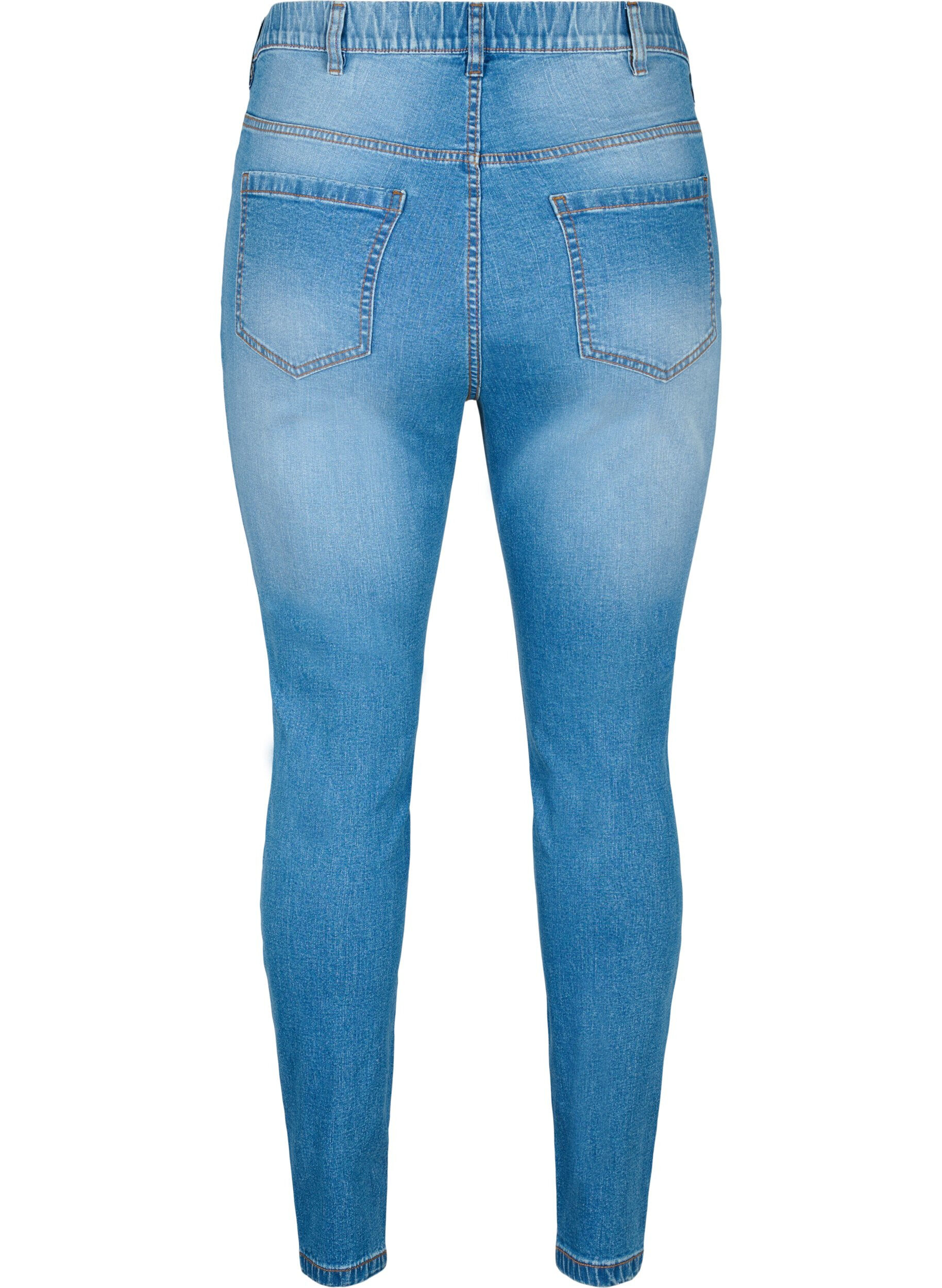 Zizzi Jeggings med bakfickor, Blue denim, Packshot image number 1