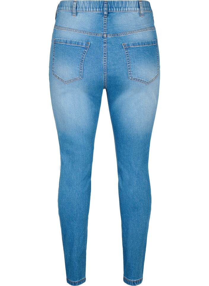Jeggings med bakfickor, Blue denim, Packshot image number 1