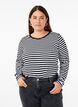 Randig blus med l&aring;nga &auml;rmar, Svart, Model image number 0