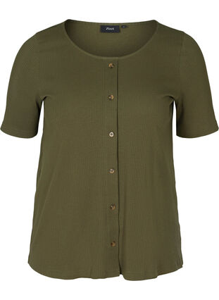 T-shirt med knappar, Ivy Green , Packshot image number 0