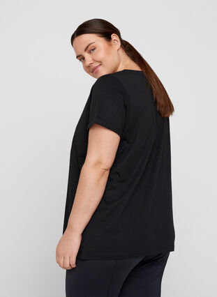 Tränings-t-shirt i bomull med tryck, Black Keep, Model image number 1
