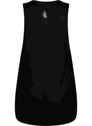 Ärmlös träningstopp i viskos, Black w. White Print, Packshot image number 1