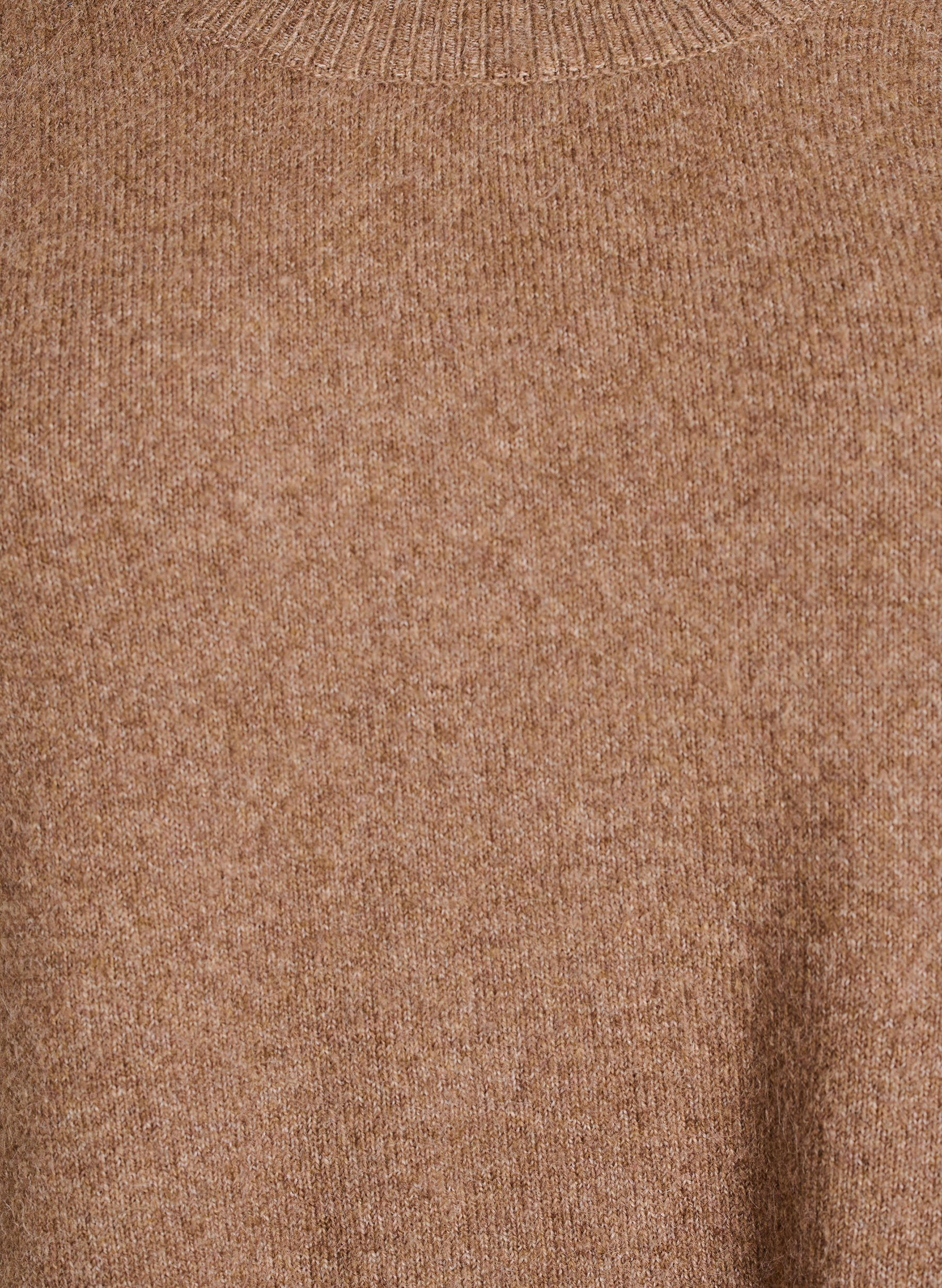 ZizziL&aring;ng stickad blus med kulknappar, Brun, Packshot image number 2