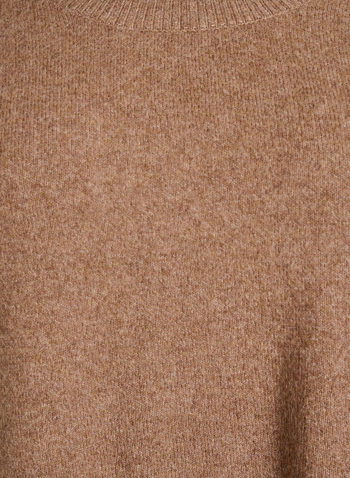 L&aring;ng stickad blus med kulknappar, Brun, Packshot image number 2