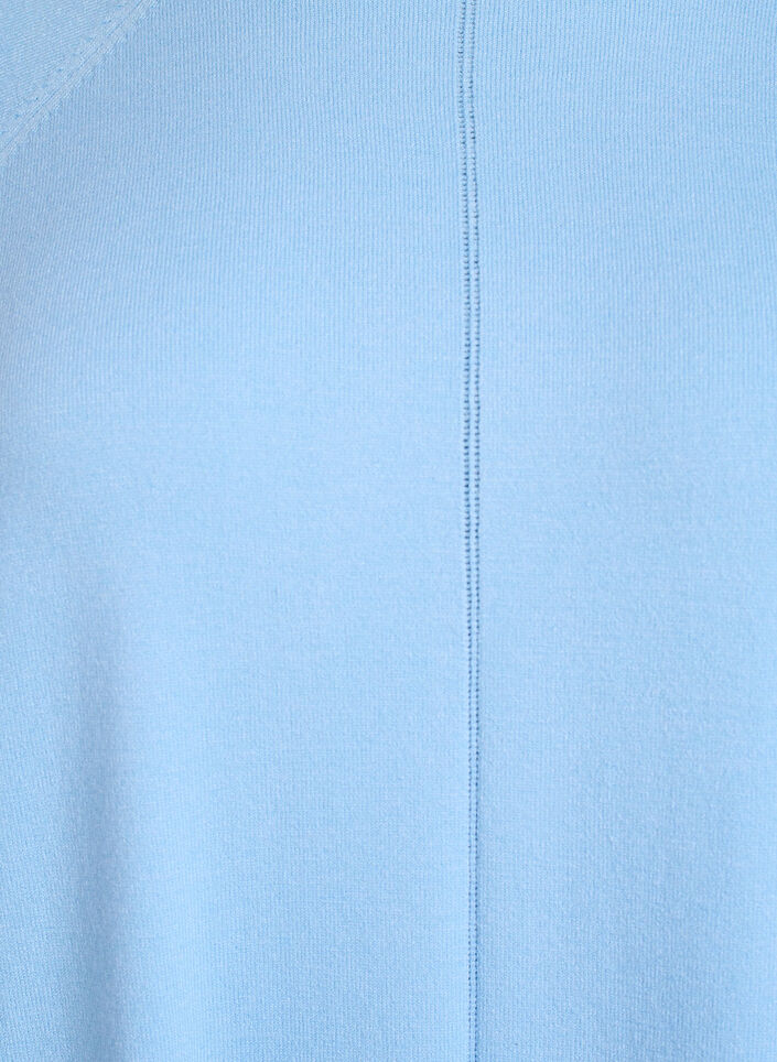 Stickad blus med rund hals och stickat m&ouml;nster, Bl&aring;, Packshot image number 2