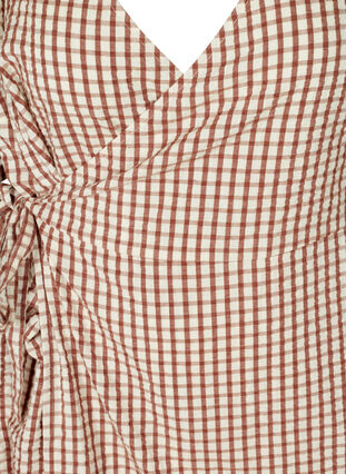 Kortärmad omlottklänning med rutor, Coloured Check, Packshot image number 2
