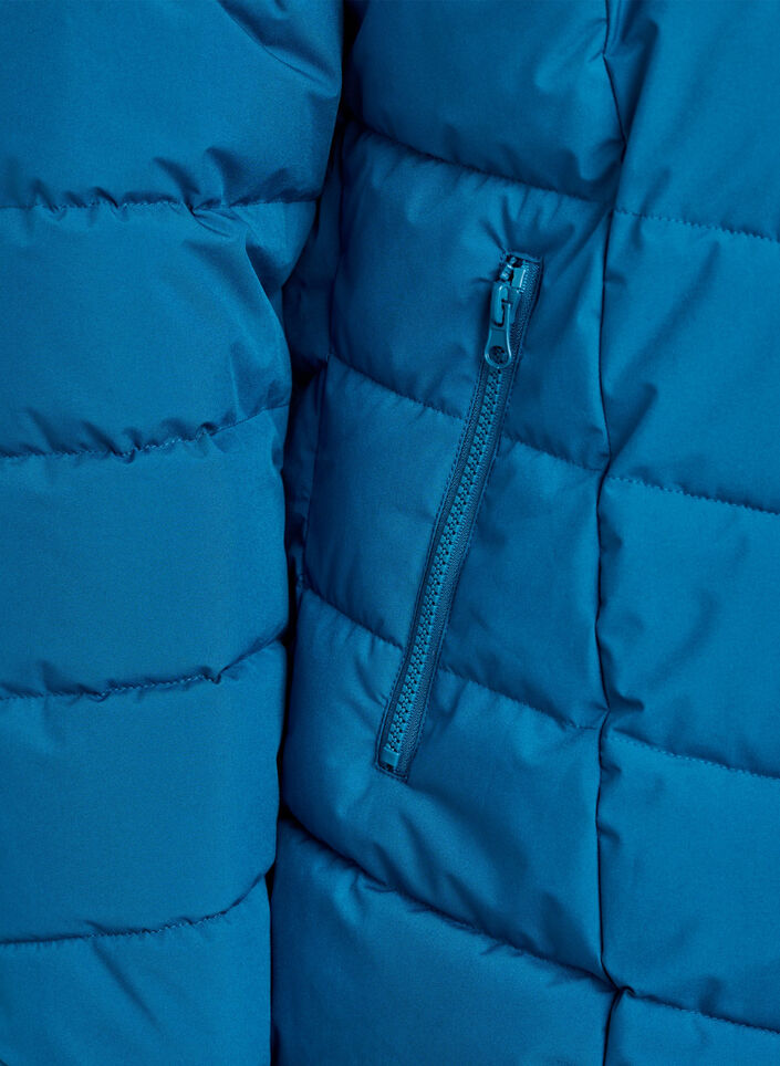 Kort pufferjacka med huva, Bl&aring;, Packshot image number 3