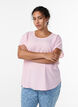 Blus med korta &auml;rmar och rund halsringning, Rosa, Model image number 0