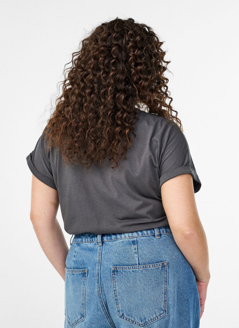 Kort&auml;rmad t-shirt i bomullsblandning, Gr&aring;, Model image number 2