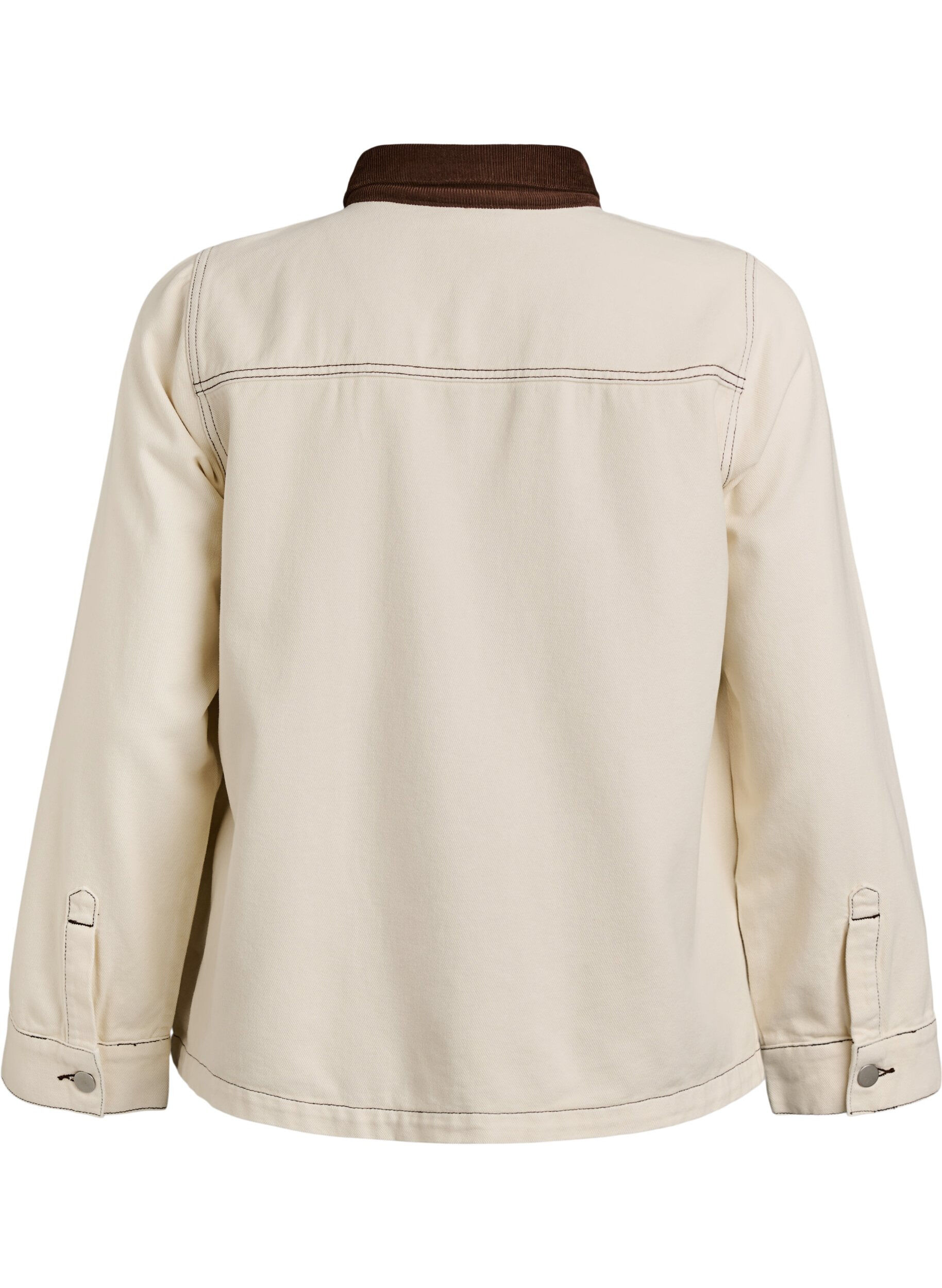 Zizzi F&auml;rgad jeansjacka med kontrastkrage, Vanilla, Packshot image number 1