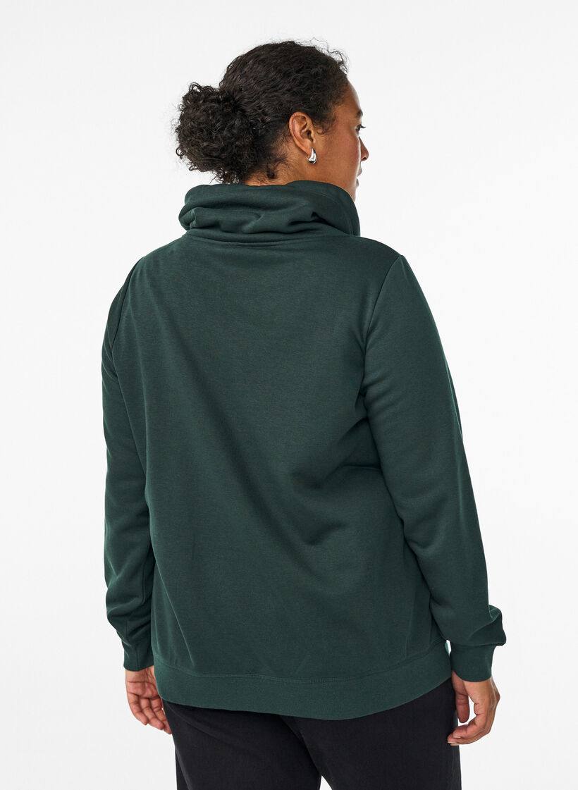Sweatshirt med h&ouml;g krage och fickor, Gr&ouml;n, Model image number 2