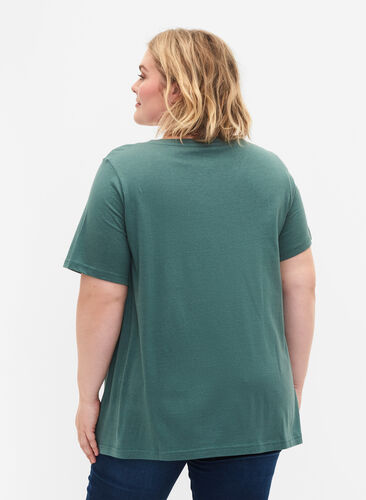A-linjeskuren t-shirt med korta ärmar, Sea Pine, Model image number 1