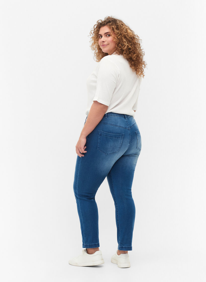 Slim fit Emily jeans med normalhög midja, Blå, Model image number 1
