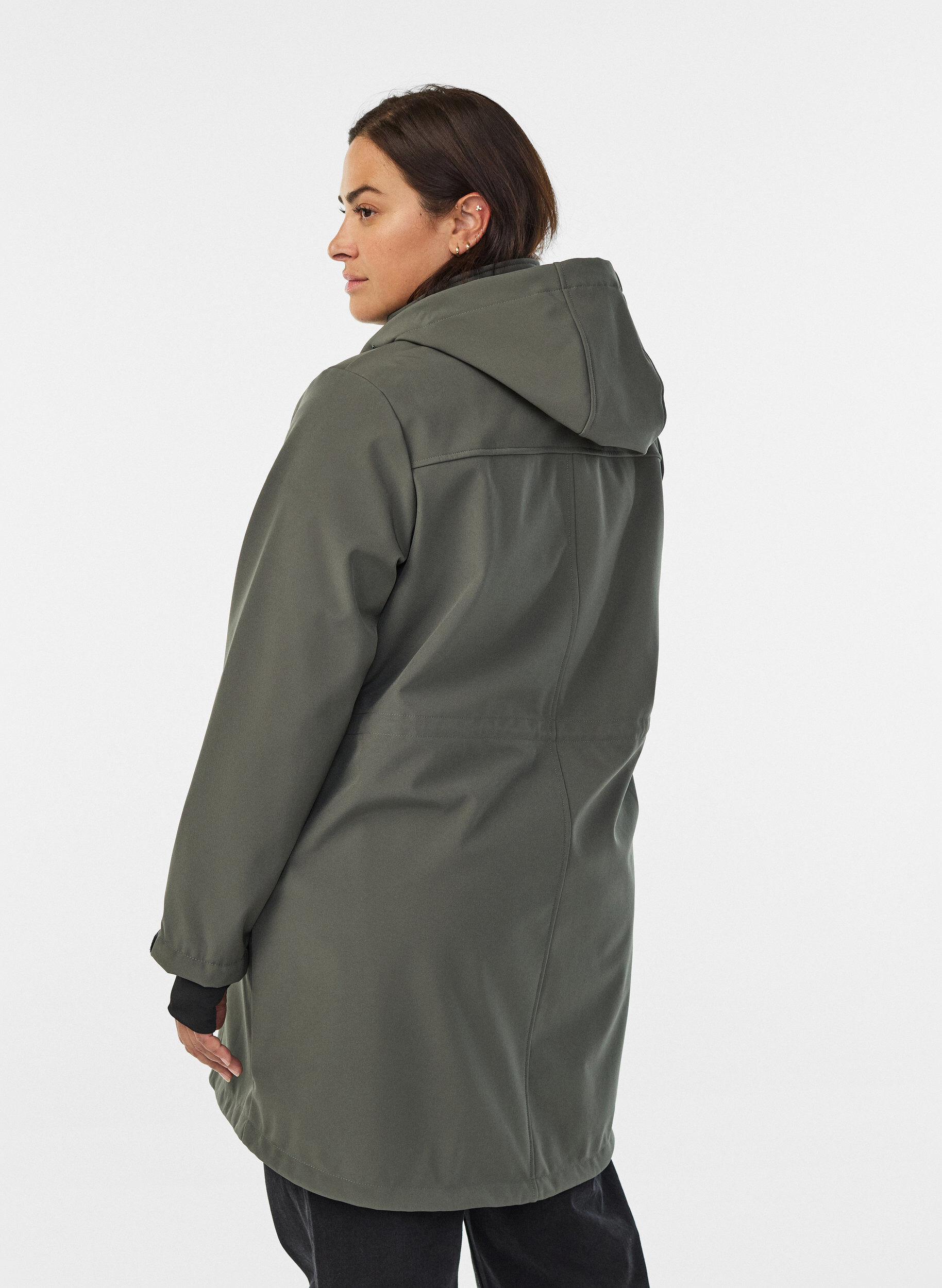 ZizziSoftshelljacka med avtagbar huva, Gr&aring;, Model image number 2